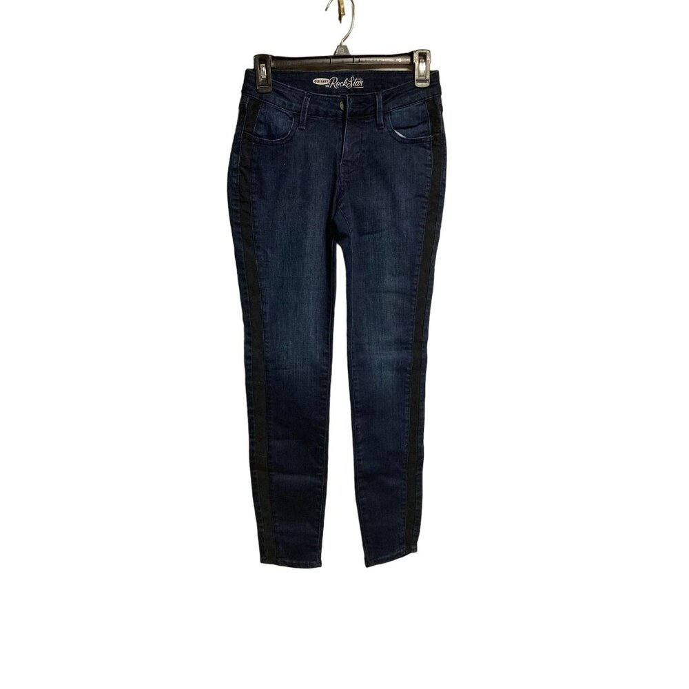 Old Navy Rock Star Women's Jeans Low Rise Dark Wash Skinny Blue Denim Size 4R